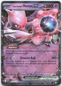 Team Rocket's Mewtwo ex 079/217 Double Rare Ascended Heroes Pokemon Holo NM - Image 1