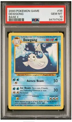 2000 Pokemon Base Set 2 Dewgong #36/ 130 PSA 10 GEM MT - Image 1