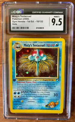 Mint 1st Edition Misty's Tentacruel 10/132 Gym Heroes CGC 9.5 Holo Pokemon Card - Image 2