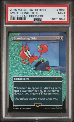 2025 MTG SECRET LAIR DROP SPONGEBOB SQUAREPANTS-FOIL SMOTHERING TITHE PSA 9 - Image 1