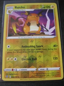 RAICHU 2022 Pokemon Sword and Shield Silver Tempest Reverse Foil #50 Uncommon - Image 1