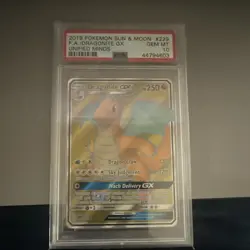 2019 Pokemon TCG Dragonite GX 229/236 Unified Minds Full Art Holo PSA 10 - Image 1