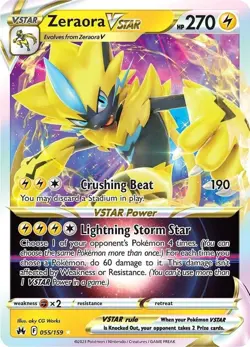 Zeraora VSTAR 055/159 Crown Zenith Ultra Rare Holo - NM/M- Pokemon TCG - Image 1