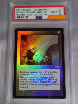 [PSA10] mc32 Mtg Fire And Ice Sword Foil Judge Reward Psa10 - Image 1