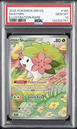 2025 POKEMON DRI EN-DESTINED RIVALS ILLUSTRATION RARE #185 SHAYMIN PSA 10 - Image 1