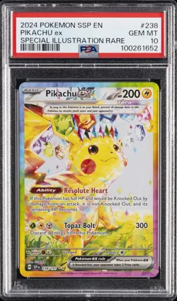 2024 POKEMON SSP EN-SURGING SPARKS SPECIAL ILLUSTRATION RARE PIKACHU EX PSA 10 - Image 1