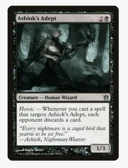 Ashiok's Adept | MTG BNG Born of the Gods | Black Human Wizard Heroic Discard - Image 1