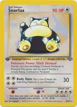 Pokemon - Jungle Set - Snorlax 27/64 -1st Edition Condition (Played) - Image 1