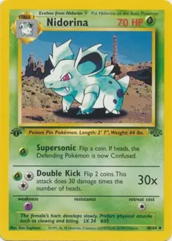 Pokemon - Jungle Set - Nidorina 40/64 - 1st edition Condition (Played) - Image 1