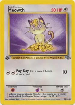 Pokemon - Jungle Set - Meowth 56/64 - 1st Edition Condition (LP) - Image 1