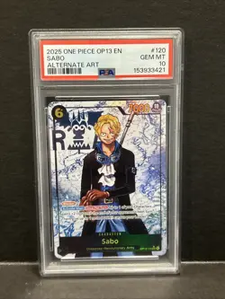 2025 ONE PIECE OP 13 EN SABO ALTERNATE ART #120 GEM MT 10 - Image 1