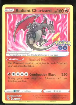 Radiant Charizard 011/078 Radiant Rare Pokemon GO Pokemon Holo NM - Image 1