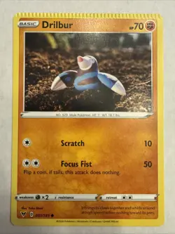 Drilbur 091/185 Common Vivid Voltage Yuki Mori Pokemon NM - CRIMP ERROR - Image 1