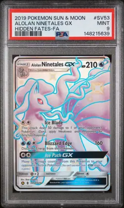 Pokemon Alolan Ninetales GX SV53/SV94 Full Art SM Hidden Fates PSA 9 MINT - Image 1