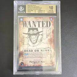 Portgas.D.Ace (SP) OP13 *ERROR* Wanted Poster One Piece English BGS 10 PRISTINE - Image 1