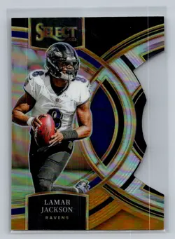 2023 Panini Select #190 Lamar Jackson Black and Gold Prizms Die Cuts - Image 1