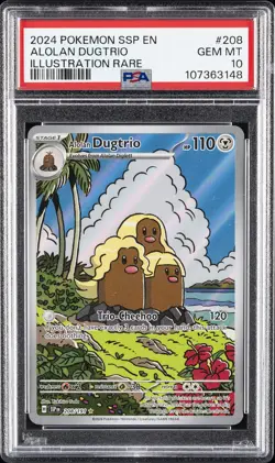 2024 POKEMON SSP EN-SURGING SPARKS ILLUSTRATION RARE #208 ALOLAN DUGTRIO PSA 10 - Image 1
