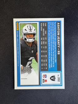 2025 Donruss Optic Rated Rookie Ashton Jeanty RC Silver Holo Prizm #202 Raiders - Image 2