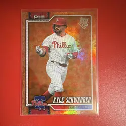 Kyle Schwarber 2026 Topps Series 2 Orange "SUN" Holo Foil Parallel #650 - Image 1