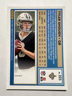 2025 Panini Donruss Optic Tyler Shough #223 Holo Prizm Rated Rookie RC Saints - Image 2
