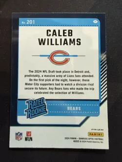 Caleb Williams 2024 Panini Optic Holo Prizm Rated Rookie #201 🔥🔥🔥 Damaged - Image 2