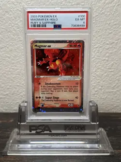 2003 Pokemon EX Ruby & Sapphire #100 Magmar EX - Holo PSA 6 EX-MT - Image 1