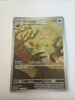 Pokemon TCG Omanyte Scarlet Violet-151 Holo Illustration Card 180/165 Rare - Image 1