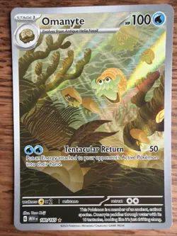 Pokemon TCG Omanyte Scarlet Violet-151 Holo Illustration Card 180/165 Rare - Image 1