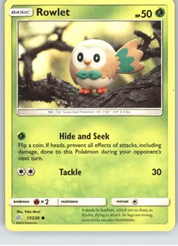 Rowlet 17/236 Common Cosmic Eclipse Pokemon Near Mint - Image 1