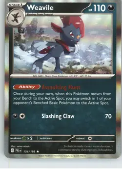 Weavile 134/193 Rare Paldea Evolved Pokemon Holo Near Mint - Image 1