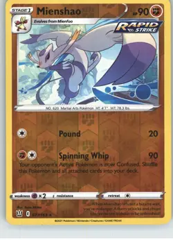 Mienshao 077/163 Rare Battle Styles Pokemon Reverse Holo Near Mint - Image 1