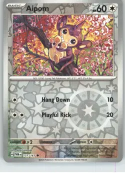 Aipom 137/167 Common Twilight Masquerade Pokemon Reverse Holo Near Mint - Image 1