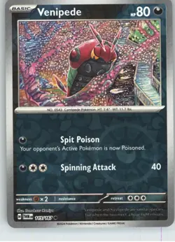 Venipede 115/167 Common Twilight Masquerade Pokemon Reverse Holo Near Mint - Image 1