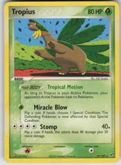 Pokemon TCG Tropius Rare Deoxys 27/107 - Image 1
