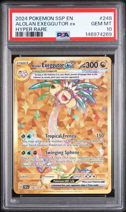 2024 Pokemon Surging Sparks Alolan Exeggutor ex #248 Hyper Rare Gold PSA 10 Gem - Image 1