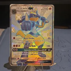 Pokemon Lucario GX SV64/SV94 Hidden Fates Holo 210 HP English Card Near Mint - Image 1