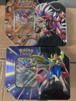 Pokemon TCG - Slashing Legends Zacian & Koraidon Pokemon Tins Set of 2 - SEALED - Image 1