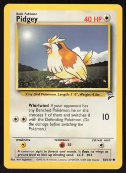Pokemon TCG Base Set 2 #86/130 Pidgey NM - Image 1