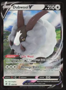Pokemon TCG SWSH02: Rebel Clash #153/192 Dubwool V NM - Image 1