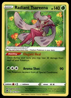 Pokemon TCG SWSH12: Silver Tempest #016/195 Radiant Tsareena NM - Image 1