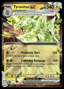 Pokemon TCG Obsidian Flames #066/197 Tyranitar ex NM - Image 1