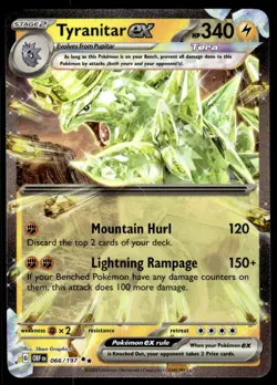 Pokemon TCG Obsidian Flames #066/197 Tyranitar ex LP - Image 1