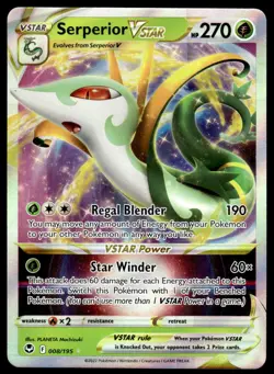 Pokemon TCG SWSH12: Silver Tempest #008/195 Serperior VSTAR NM - Image 1