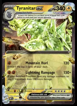 Pokemon TCG Obsidian Flames #066/197 Tyranitar ex NM - Image 1