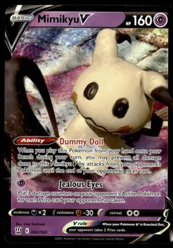 Pokemon TCG SWSH05: Battle Styles #062/163 Mimikyu V NM - Image 1