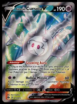 Pokemon TCG Champion's Path #71/73 Galarian Cursola V (Full Art) NM - Image 1