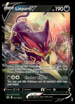 Pokemon TCG SWSH06: Chilling Reign #104/198 Liepard V NM - Image 1