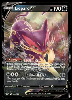 Pokemon TCG SWSH06: Chilling Reign #104/198 Liepard V NM - Image 1