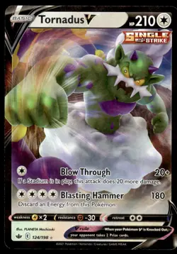 Pokemon TCG SWSH06: Chilling Reign #124/198 Tornadus V NM - Image 1