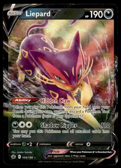 Pokemon TCG SWSH06: Chilling Reign #104/198 Liepard V Holo NM - Image 1